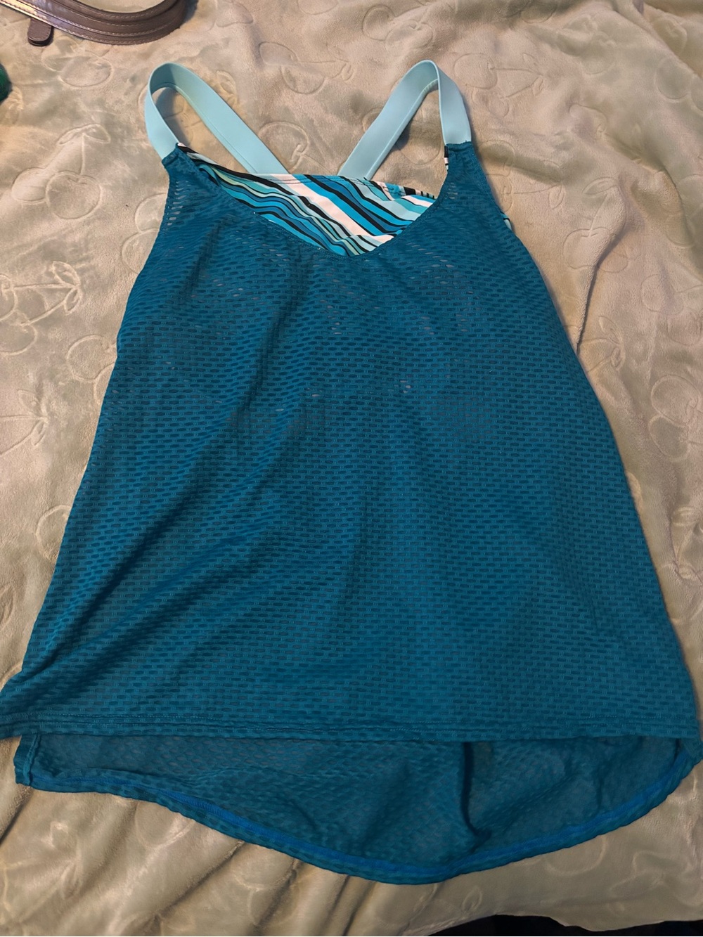 Teal swim top with Light Blue Straps